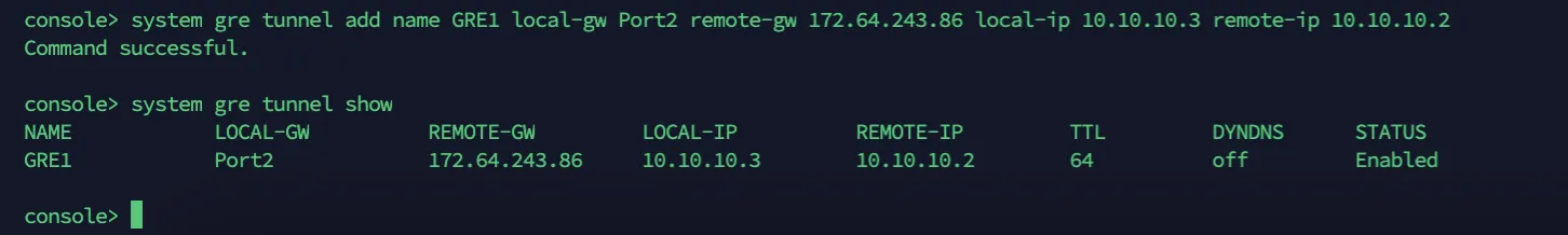 Access the CLI to configure a GRE tunnel
